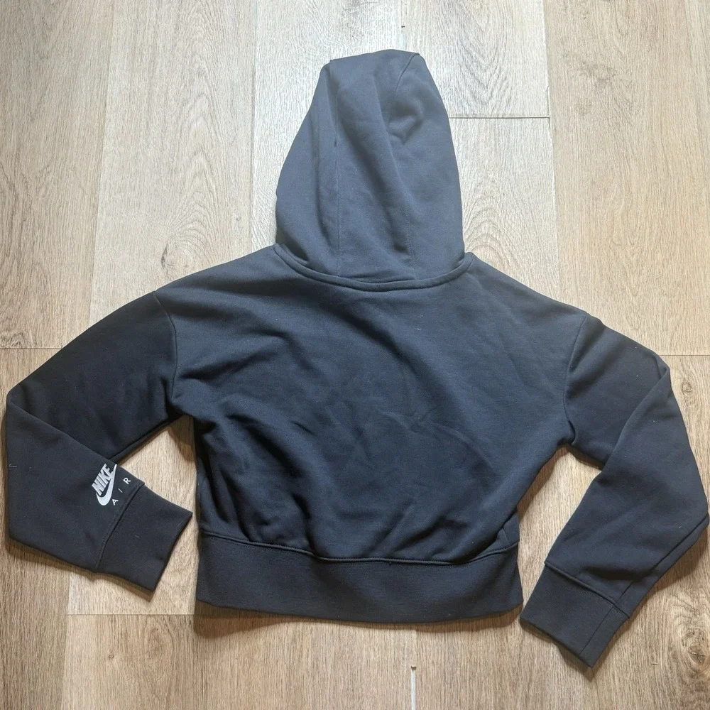 Nike Girl's NSW Air Crop Hoodie Black White Logo‎ Medium NEW